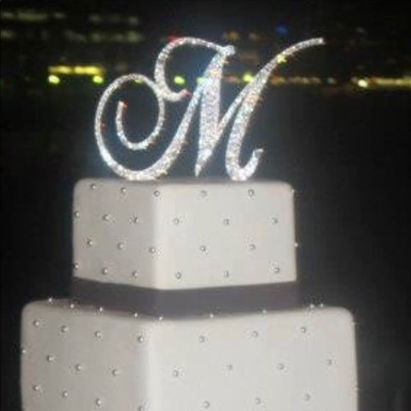 Swarovski crystal monogram Cake topper letter M - Picture 2 of 4